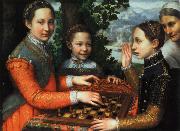 ANGUISSOLA Sofonisba tre schackspelande systrar oil